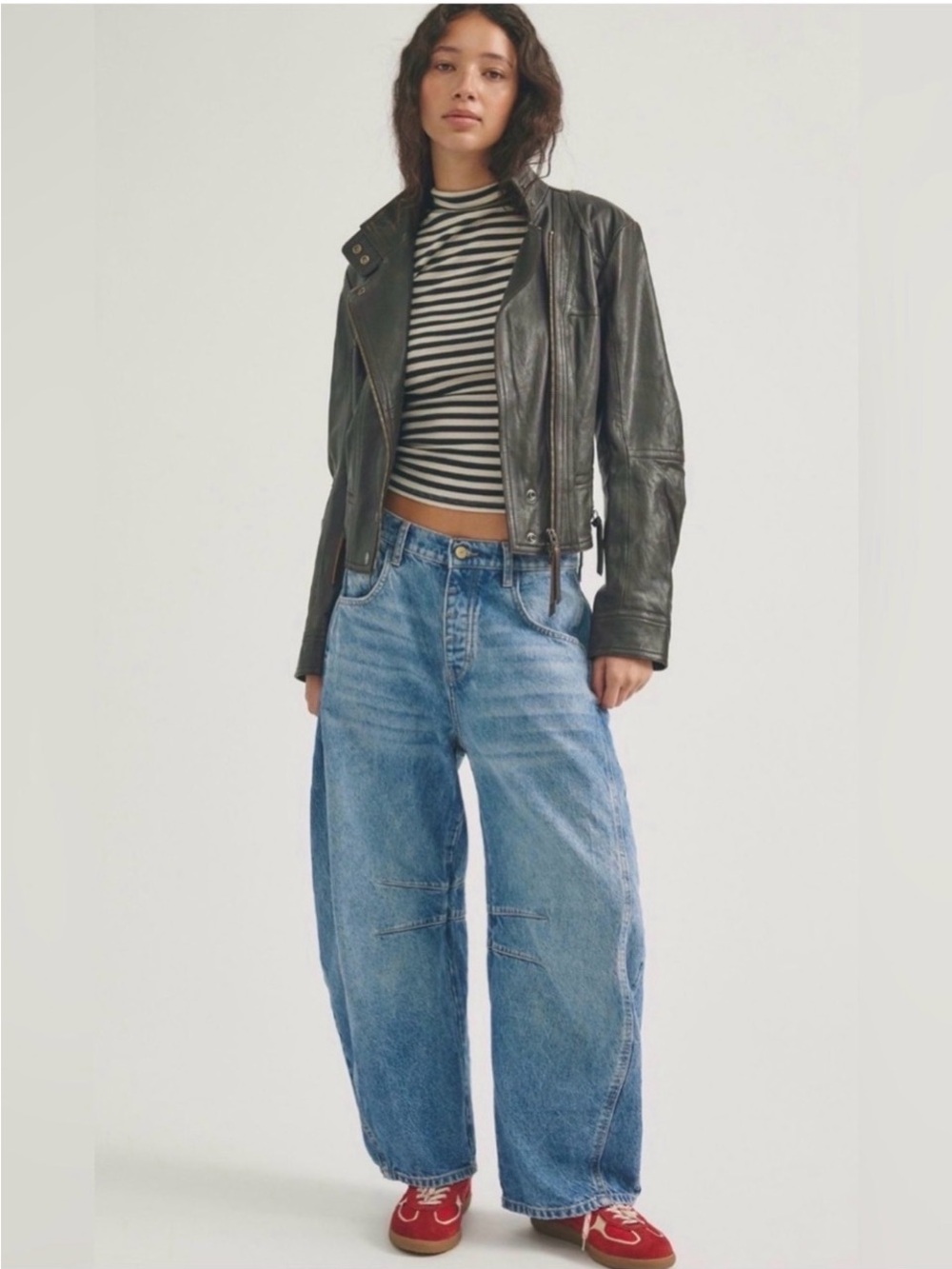 Free People Good Luck Barrel Jeans - Light Blue Denim - 25